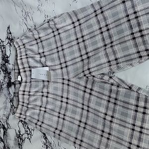 Topshop check print, plisse flared pants size US4